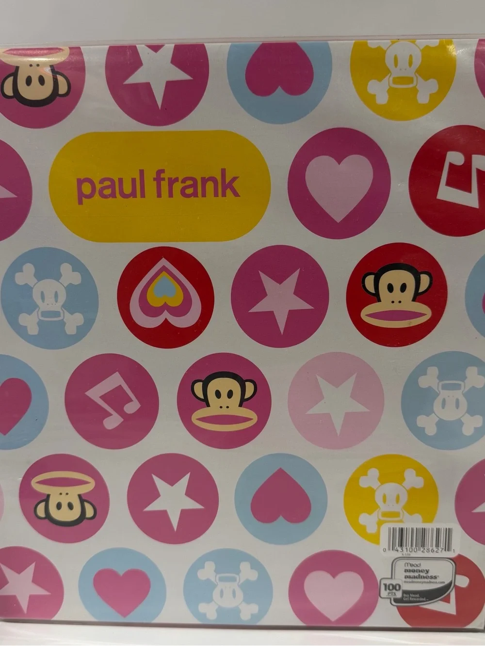 Y2K Vintage Paul Frank Lot of Binder, Composition Notebook & Tin School Set